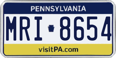 PA license plate MRI8654