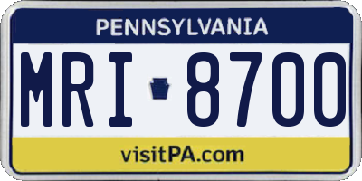PA license plate MRI8700