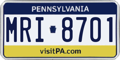 PA license plate MRI8701