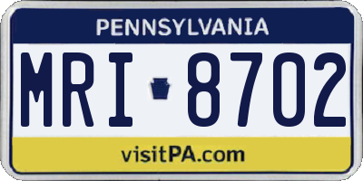 PA license plate MRI8702