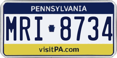 PA license plate MRI8734