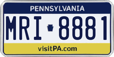 PA license plate MRI8881
