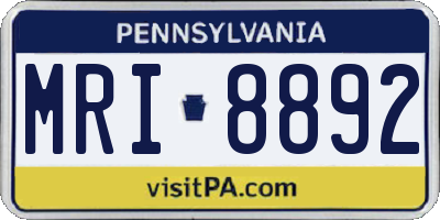 PA license plate MRI8892