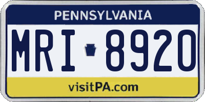 PA license plate MRI8920