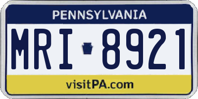 PA license plate MRI8921