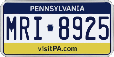 PA license plate MRI8925