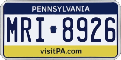 PA license plate MRI8926