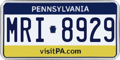 PA license plate MRI8929
