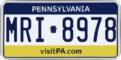 PA license plate MRI8978