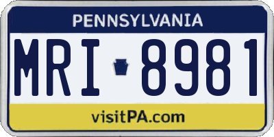 PA license plate MRI8981