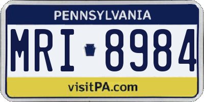 PA license plate MRI8984