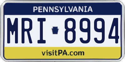 PA license plate MRI8994