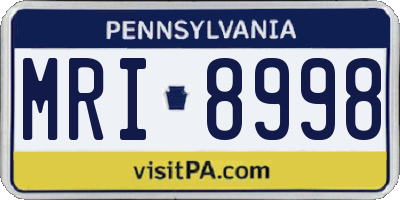 PA license plate MRI8998