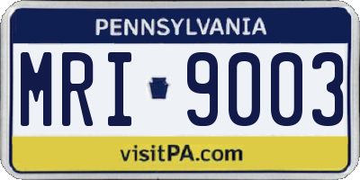 PA license plate MRI9003