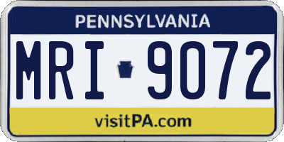 PA license plate MRI9072