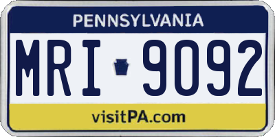 PA license plate MRI9092