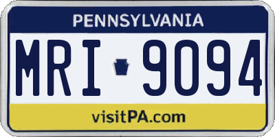 PA license plate MRI9094