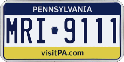 PA license plate MRI9111