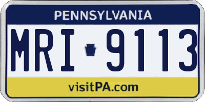 PA license plate MRI9113