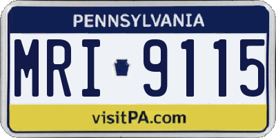 PA license plate MRI9115