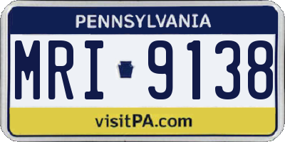 PA license plate MRI9138