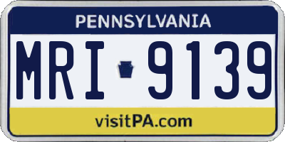 PA license plate MRI9139
