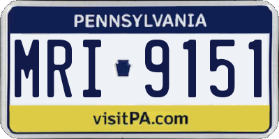 PA license plate MRI9151