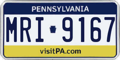 PA license plate MRI9167