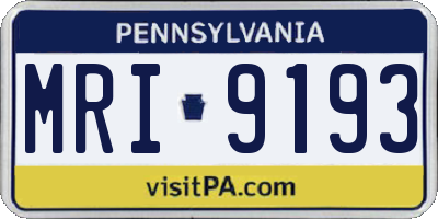 PA license plate MRI9193