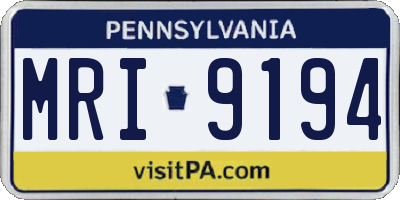 PA license plate MRI9194