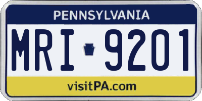 PA license plate MRI9201