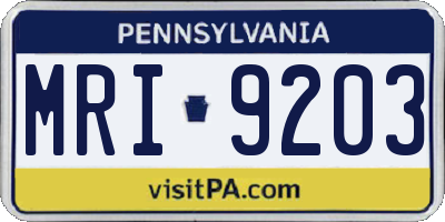 PA license plate MRI9203