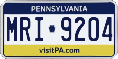 PA license plate MRI9204