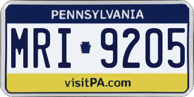 PA license plate MRI9205