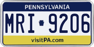 PA license plate MRI9206