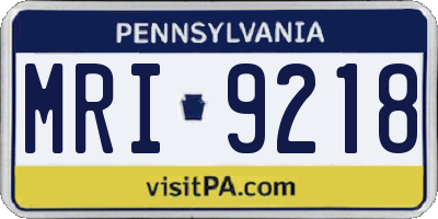 PA license plate MRI9218