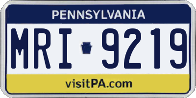 PA license plate MRI9219