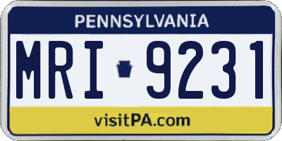 PA license plate MRI9231
