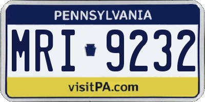 PA license plate MRI9232