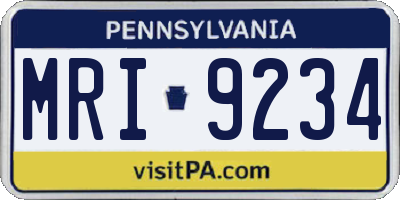 PA license plate MRI9234