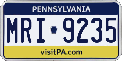 PA license plate MRI9235