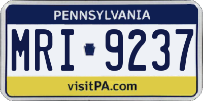 PA license plate MRI9237