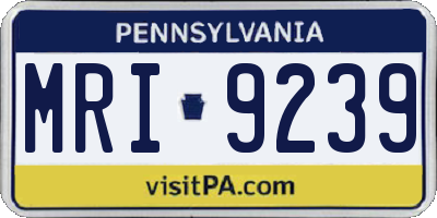 PA license plate MRI9239