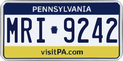 PA license plate MRI9242