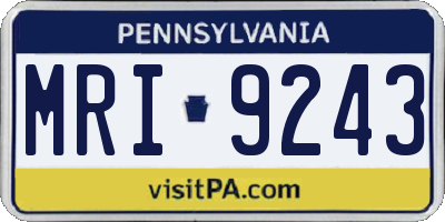 PA license plate MRI9243