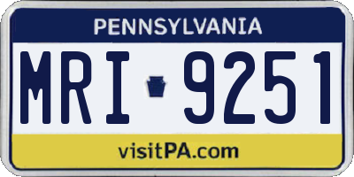 PA license plate MRI9251