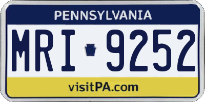 PA license plate MRI9252