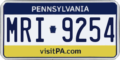 PA license plate MRI9254