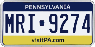 PA license plate MRI9274