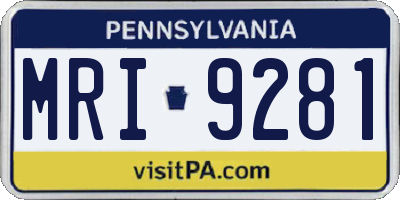 PA license plate MRI9281